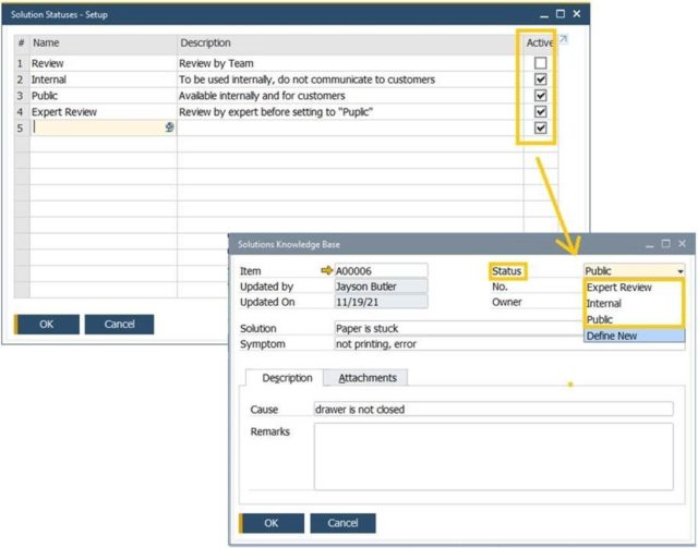 SAP Business One Show Only What You Really Need - Solution Statuses Setup