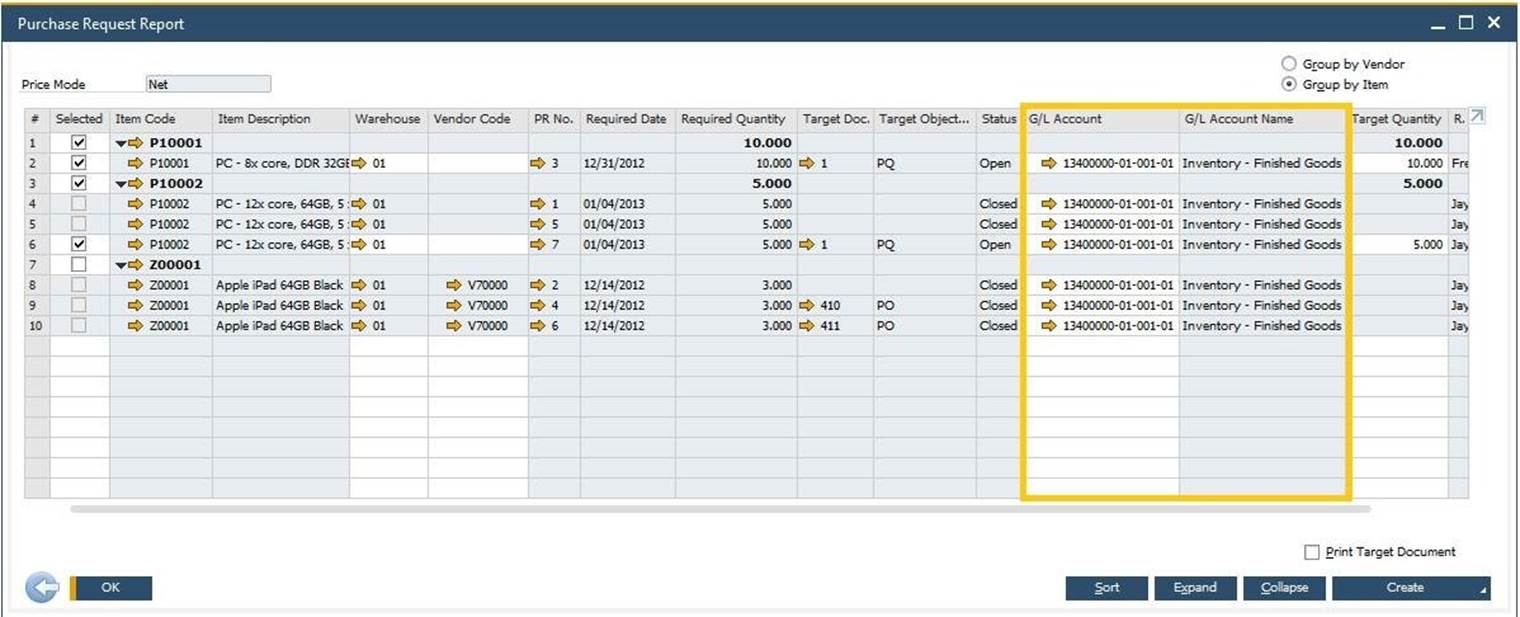 Purchase Request Report in SAP Business One